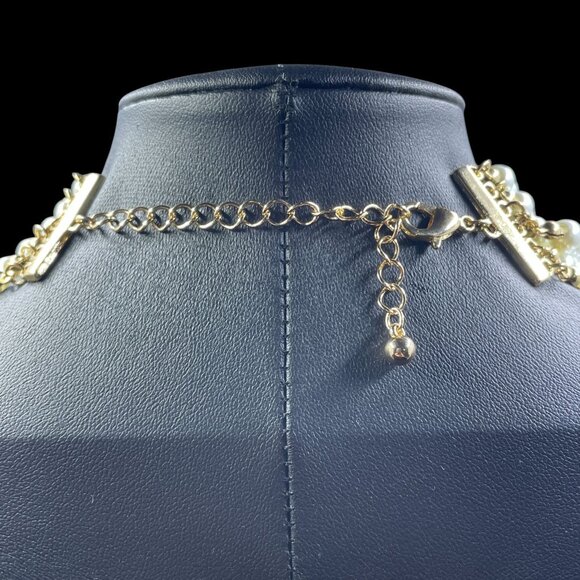 Coquette Pearlcore Statement Necklace Bridal Glam Vintage Elegant Prom Jewelry - Picture 8 of 9